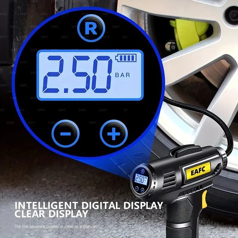 Portable Air Compressor: 150PSI Cordless Car Tire Inflator Pump