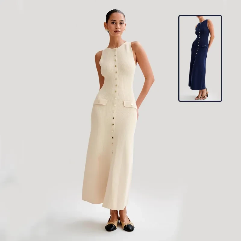 Elegant Knitted Sleeveless Slim Dress