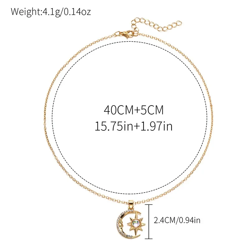 Fashion Jewelry Diamond Moon Necklace For Women