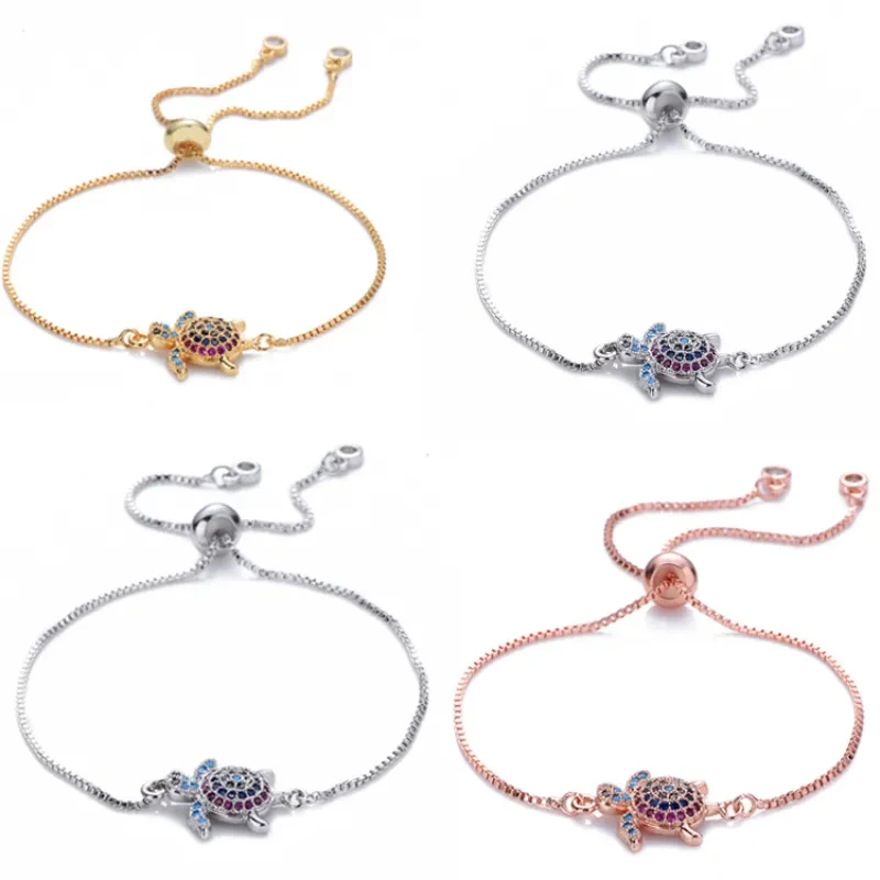 Turtles Bracelet Adjustable Shiny Rhinestones Sparkling Bracelet