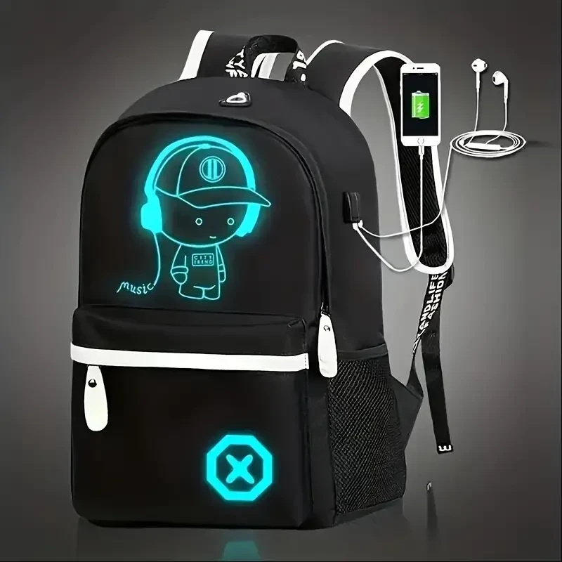 2PCS/Set - Stylish Casual Travel Backpack & Cartoon Crossbody Bag Set