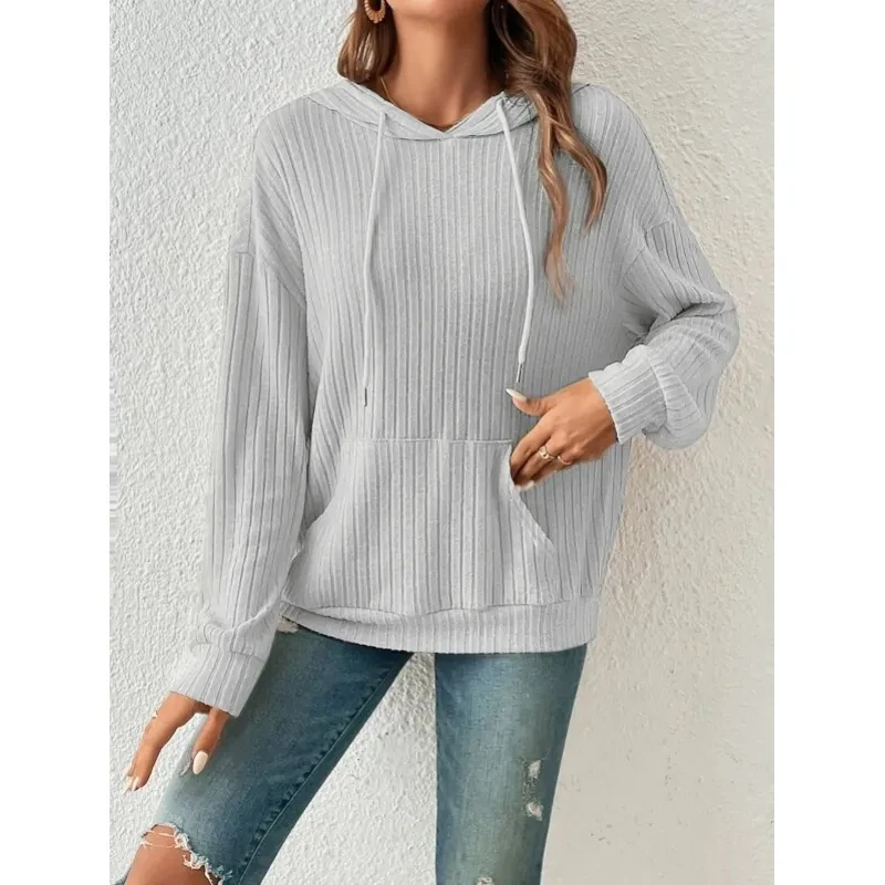 Fashion Drawstring Long-sleeved Hooded Sweatshirt With Pockets