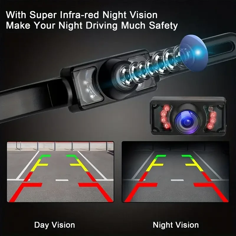 10.92cm Backup Camera Mirror with 7 LED Night Vision - Rear View Reverse Monitor Parking Kit