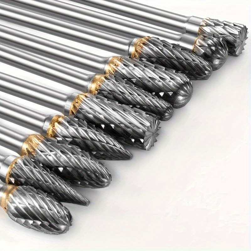 10pcs Tungsten Steel Burrs Set  Versatile Carving, Engraving, and Polishing Tool for Wood, Metal, and Stone  No Assembly Required!