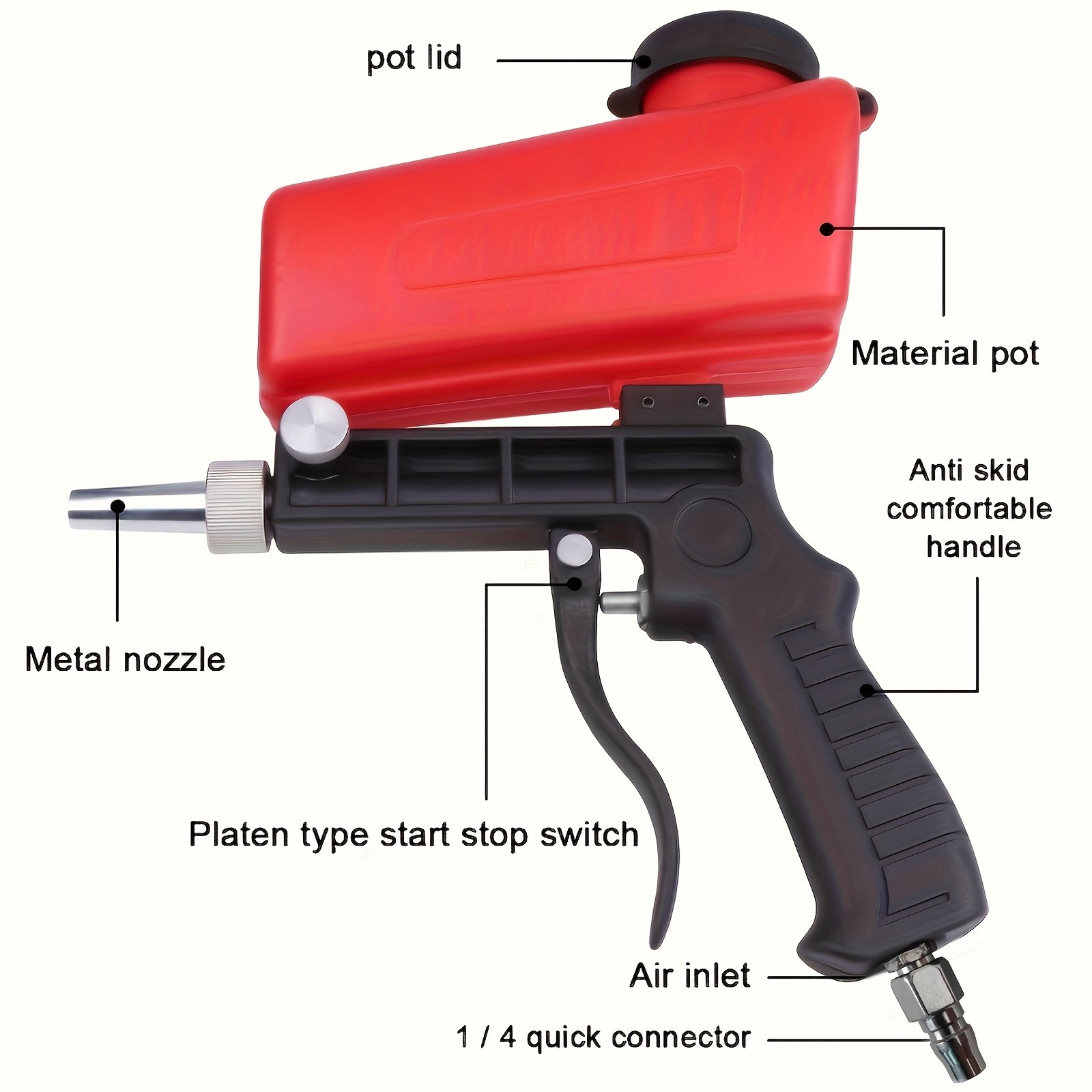 90psi Portable Gravity Sandblaster  High-Pressure Sand Removal Tool for Efficient Cleaning and Abrasive Blasting