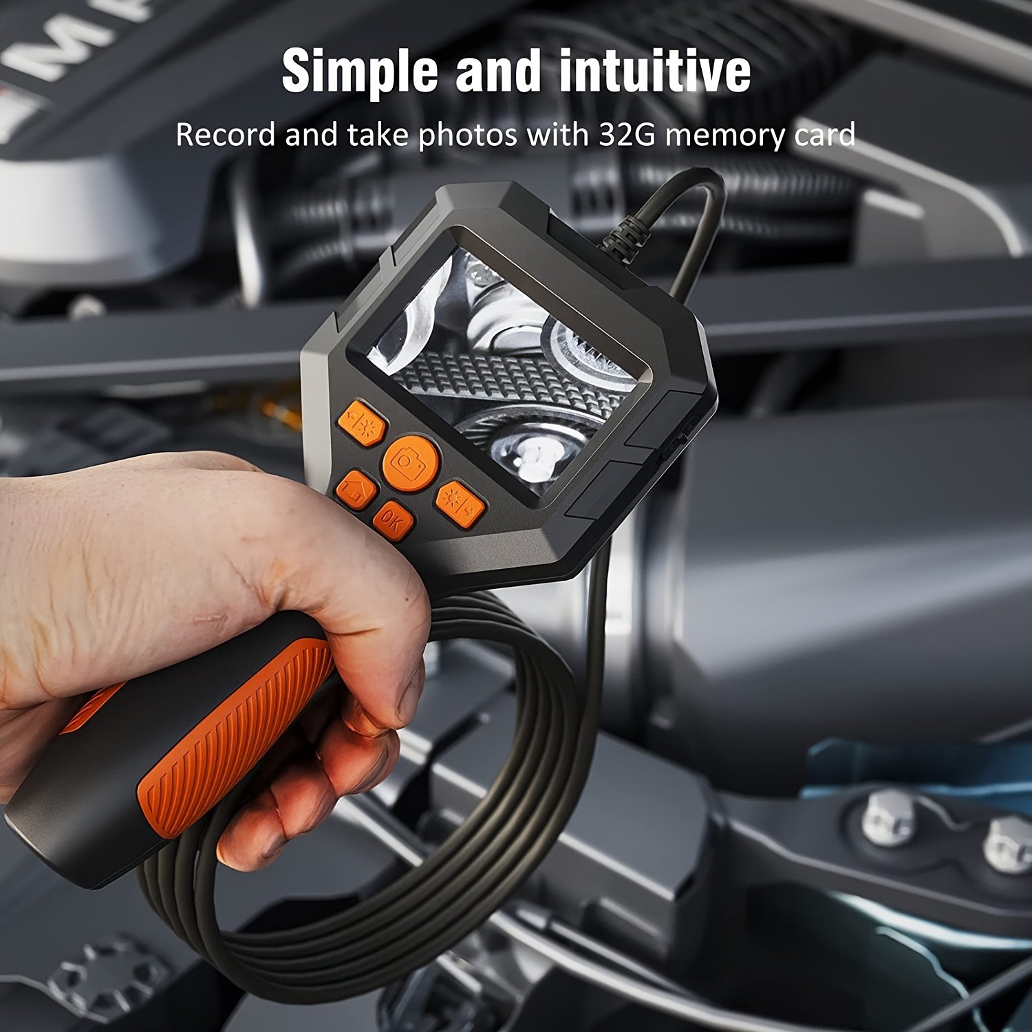1080p Inspection Camera with Waterproof Flexible Probe and 2.8" IPS Screen - Perfect Tool for Home, Pipe, and Automotive Inspections