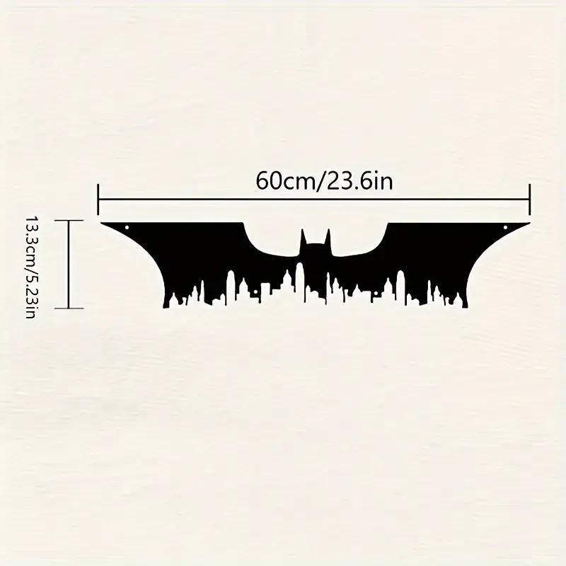 Modern Bat Silhouette Metal Wall Sculpture - Superhero City Design Wall Art
